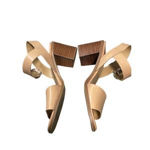 Franco Sarto Leather Black Heel Sandals Sz 9.5